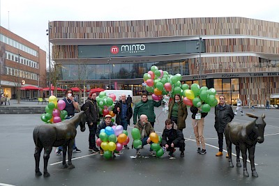 Luftballons über der City